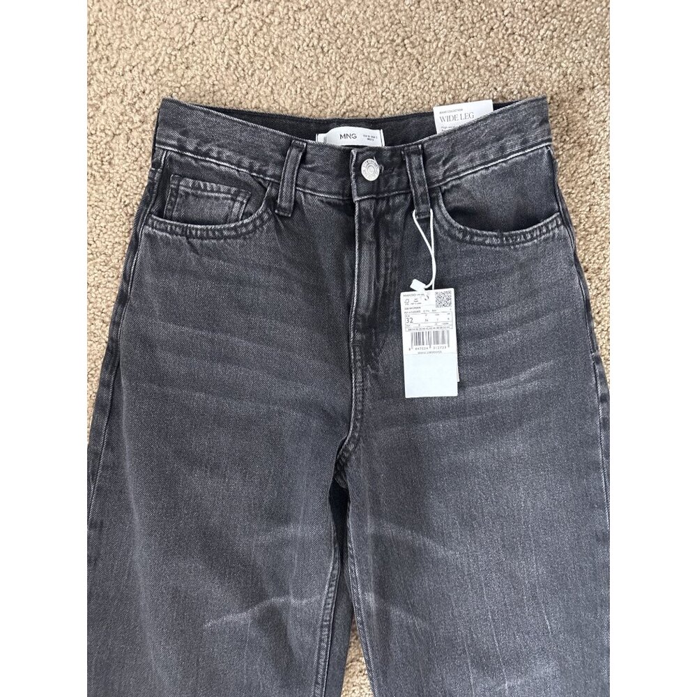 Mango Womens Wide-Leg High-Waist Full-Length Black Denim Jeans, new without tags - Picture 3 of 6